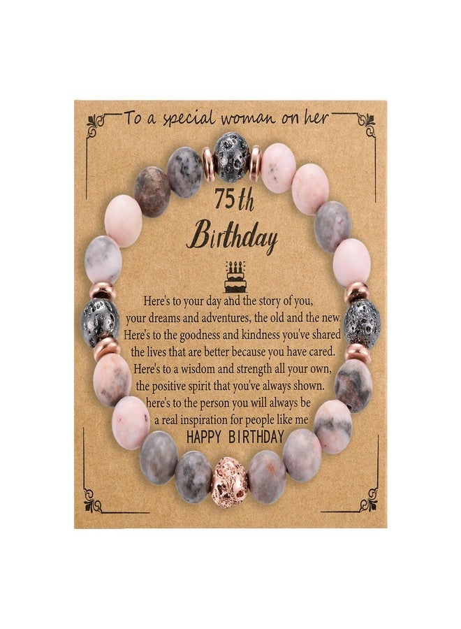 Sanyaa 75th Birthday Gifts for Women Bracelets 75 Year Old Natural Stones Happy Birthday Bracelets for Women (75th) - Image 1